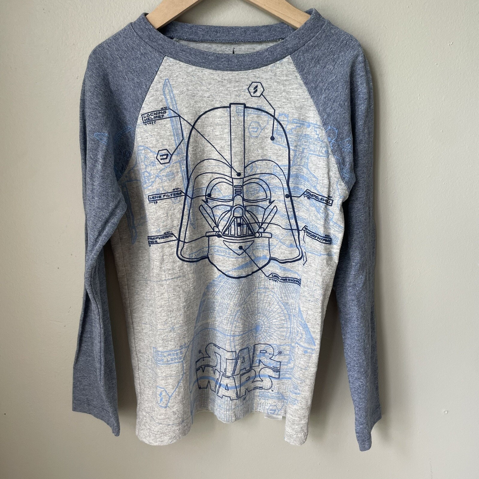 Disney Parks Star Wars Darth Vader Boys Size Xs Long Sleeve Blue Shirt